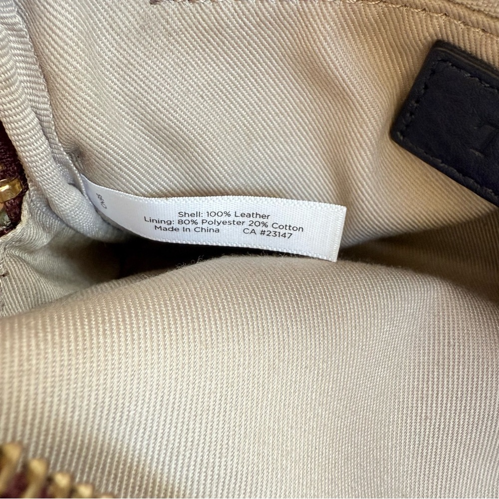 Talbots Colorblock Navy Olive Burgundy Leather Crossbody Zip Purse - Picture 10 of 10